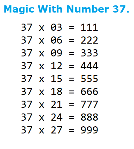 multiplication table for number 37