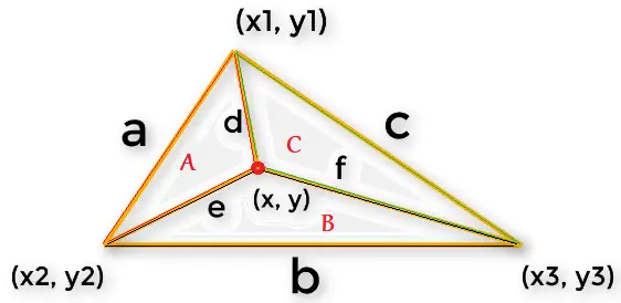3 triangles inside a triangle