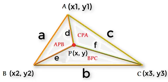 3 triangles inside a triangle
